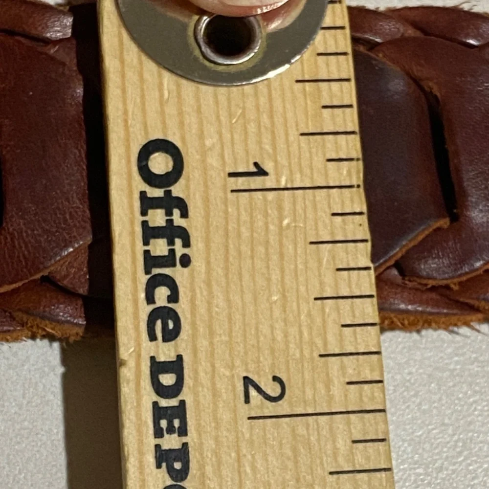 VTG Unbranded Women's Leather Chain Belt Sz M Wide Brown Boho‎ 90's Chunky Thick